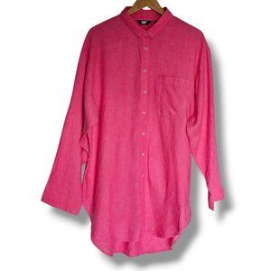 Lands' End Pink Button Down Shirt 100% linen